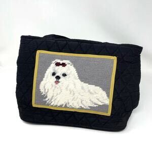 Maltese Dog Black Purse Needlepoint Claws Collection